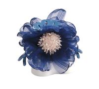 Fermaglio for capelli con fiore di garza grande - Fermaglio for bagno in tessuto for donna - Gioielli for la testa for afferrare i capelli(Navybluewhite)