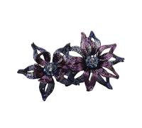 Fermaglio for capelli con fiore fatto a mano in seta color rame, forcina for capelli con coda di cavallo e fermaglio orizzontale for capelli(Viola)