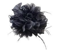 Fermaglio for capelli con piume a maglie, annuale, grande, for la schiena, for la testa, con testa di principessa, con fermaglio for squalo(Black 13cm)