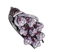 Fermaglio for capelli da banchetto con strass, grande for la schiena, a forma di becco d'anatra, for capelli da ballo, for la mamma, copricapo(DarkPurple)