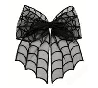 Fermaglio for capelli nero resistente in stile punk, pipistrello di Halloween, fiocco in rete, design di nicchia, fermaglio for capelli di fascia alta sulla parte posteriore della testa(Style B)
