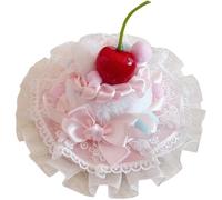 Fermaglio Per a Forma Di Cappello Compleanno, Cappelli Festa, Fermagli Per Con Torta Di Ciliegie, Graziosi Accessori Per in Pizzo Con Fiocco Lolita Per Ragazze, Bambine E