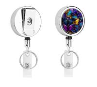 Fermaglio per badge in metallo a forma di farfalla viola e blu, porta badge con cordino retrattile, retrattile per ufficio