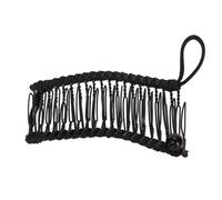 Fermaglio per capelli a banana elasticizzato Strumento pettine per copertoncino vintage, fermagli per capelli senza piega per capelli ricci spessi e ondulati stile coda di cavallo (Nero)