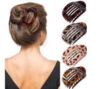 Fermaglio per capelli a becco d'anatra, set da 4 pezzi, forte tenuta per tutti i tipi di capelli, denti piatti antiscivolo, elegante design opaco (motivo leopardato)