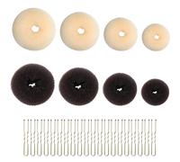 Fermaglio per capelli a ciambella, 8 pezzi, con 20 clip a forma di U, mini ciambella, accessori per ballerini (marrone scuro, beige)