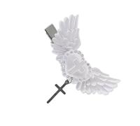 Fermaglio per capelli a forma di ala d'angelo, con fiocco e croce a forma di cuore, decorazione alla moda per donne e ragazze