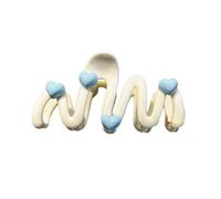 Fermaglio per capelli a forma di cuore blu da donna in acrilico irregolare color crema