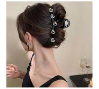 Fermaglio per capelli a forma di cuore con strass, a forma di cuore, con cristalli, per donne e ragazze (nero B)