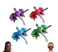 Fermaglio per capelli a forma di drago medievale, forcina per capelli vichinga, rinascimentale, gotica e fantasy, fermaglio per capelli a forma di ala di drago medievale (4Pcs)