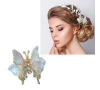 Fermaglio per capelli a forma di farfalla con ali mobili, per bambine e ragazze, fermaglio a becco d'anatra con strass scintillanti, da indossare