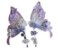 Fermaglio per capelli a forma di farfalla con fiore di seta, grande, per matrimoni, feste ed eventi culturali