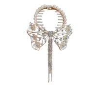 Fermaglio per capelli a forma di farfalla con nappe e pillole, per coda di cavallo, alla moda, con strass