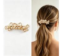 Fermaglio per capelli a forma di farfalla con strass, fermaglio per capelli da donna, clip a molla media per acconciature a metà, accessorio per capelli dietro la testa, lunghezza 7,5 cm (champagne