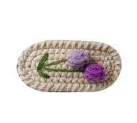 Fermaglio per capelli a forma di fiore con ricamo in lana, per ragazze, delicati disegni fatti a mano per acconciature per bambini