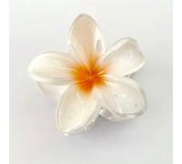 Fermaglio per capelli a forma di fiore, hawaiano da donna, Plumeria per sottili, clip a mascella a tenuta forte, clip per ragazze, fermagli per capelli a forma di fiore preppy (bianco)