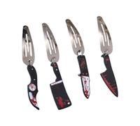 Fermaglio per capelli a forma di forbice con macchie di sangue, fatto a mano, a forma di frangia spaventosa, clip a becco d'anatra