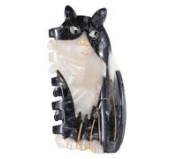 Fermaglio per capelli a forma di gatto, in acetato, con presa forte, 9 cm, simpatico, a forma di gatto, colore: bianco e nero, per donne (bianco e nero)
