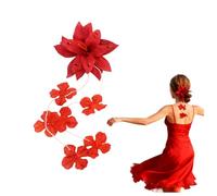 Fermaglio per capelli a forma di giglio rosso con nappa di perle, forcine per capelli grandi da donna, accessorio per acconciature floreali per feste, balli, matrimoni, costumi di Halloween, feste