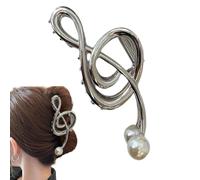 Fermaglio per capelli a forma di nota musicale, con perla, antiscivolo, da donna, in metallo, con spartito musicale, forcine per capelli forti per donne e ragazze