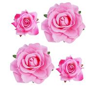 Fermaglio per capelli a forma di rosa, spilla floreale, 4 pezzi, fermagli per fiori in tessuto, copricapo pin-up messicano per donna, ragazza, matrimonio, festa della mamma (2 misure) (rosa)