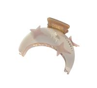 Fermaglio per capelli a forma di stella e luna, fermagli in acetato, fermagli per capelli da donna, bianco
