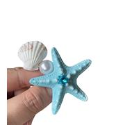 Fermaglio per capelli a forma di stella marina azzurra, Barretta per capelli a tema oceano con perla e cristallo, graziosi accessori per capelli da spiaggia per l'estate, feste, vacanze, uso quotidian