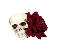 Fermaglio per capelli a forma di teschio di Halloween, da donna, con spilla a forma di rosa, punk, per il giorno della morte, accessorio gotico