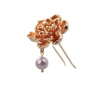 Fermaglio per capelli a forma di U Hanfu con fiore vintage dinastia cinese Ming