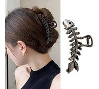 Fermaglio per capelli a lisca di pesce, 1 pezzo, grande, in metallo nero, antiscivolo, fermagli per capelli dorati, accessori per capelli alla moda, decorazioni per capelli spessi o sottili