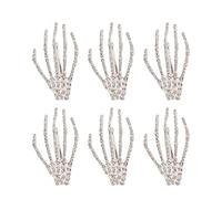 Fermaglio per capelli a mano scheletro Punk Rock Horror Bone Barrette per capelli Artigli per regali cosplay di feste di Halloween (Argento)