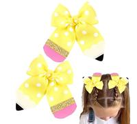 Fermaglio per capelli a matita, per ragazze, 2 pezzi di clip a matita, ritorna a scuola, matita, fiocchi per capelli, clip per il primo giorno di scuola, asilo 1. 2. 3. 4. 5. classe
