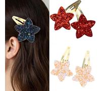 Fermaglio per capelli a stella a cinque punte per tutte le età, antiscivolo, clip laterale per capelli glitterata, clip laterale per bambini e donne, 2 pezzi