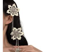Fermaglio per capelli a tema festival con frange fiocco di neve spilla laterale per feste eventi all'aperto accessori per lo styling belli per le donne inverno fiocco di neve nappe laterali forcina
