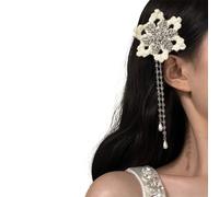 Fermaglio per capelli a tema festival con frange fiocco di neve spilla laterale per feste eventi all'aperto accessori per lo styling belli per le donne inverno fiocco di neve nappe laterali forcina