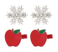 Fermaglio per capelli a tema invernale 4 pezzi rosso Natale fiocco di neve frutta forma tornante presa sicura per festival scuola ufficio partito clip per capelli accessori per le vacanze