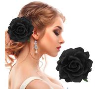 Fermaglio per capelli artificiale a forma di rosa nera da donna, spilla artificiale per damigelle d'onore, accessori per capelli per Natale, matrimoni