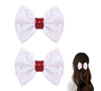 Fermaglio per capelli bianco scintillante glitterato, accessori per capelli per donne e ragazze, papillon per capelli di Natale, per feste, balli scolastici, con paillettes, per ragazze e donne