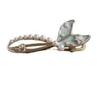 Fermaglio per capelli blu a coda di pesce, clip dolce e adorabile, temperamento elegante con forcina di perle, adatto per le donne e le spose da indossare