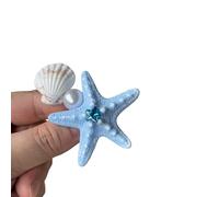 Fermaglio per capelli Blue Starfish Seashell, Barretta per capelli a tema oceano con perla e cristallo, graziosi accessori per capelli da spiaggia per l'estate, feste, vacanze, uso quotidiano, 1 pezzo