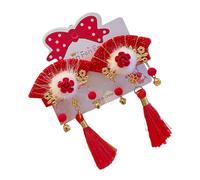 Fermaglio per capelli cinese per ragazze - Forcina con pompon rosso decorativo per accessori per feste | Fermagli per le vacanze di Capodanno, Natale