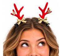 Fermaglio per capelli con corna di renna natalizia, regalo per feste in | Splendidi fermagli a forma di corna con fiocco dorato e stelle glitterate, per adulti e bambini, perfetto per riempire la
