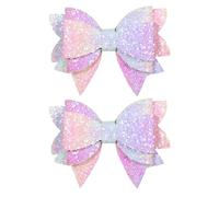 Fermaglio per capelli con fiocco arcobaleno multicolore glitterato da 8,9 cm, con paillettes scintillanti, forcine per capelli a coccodrillo, per adolescenti, bambini, fiori, ragazze, abbigliamento da