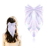 Fermaglio per capelli con fiocco bianco glitterato per donne e ragazze, accessori per capelli spessi e fini scintillanti, per feste e balli fotografici, grande e grande, per capelli corti e lunghi
