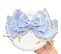 Fermaglio per capelli con fiocco con nastro in pizzo e raso per donne e ragazze, da indossare ogni giorno o come ornamento per capelli in occasioni speciali