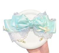 Fermaglio per capelli con fiocco con nastro in pizzo e raso per donne e ragazze, da indossare ogni giorno o come ornamento per capelli in occasioni speciali