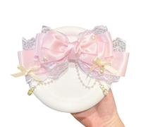 Fermaglio per capelli con fiocco con nastro in pizzo e raso per donne e ragazze, da indossare ogni giorno o come ornamento per capelli in occasioni speciali