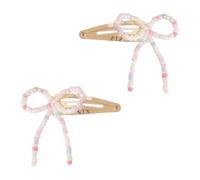 Fermaglio per capelli con fiocco con perline, elegante fermaglio per capelli a becco d'anatra clip laterale per le donne frangia laterale clip per lo styling dei capelli, 2 pezzi