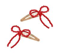 Fermaglio per capelli con fiocco con perline, elegante fermaglio per capelli a becco d'anatra clip laterale per le donne frangia laterale clip per lo styling dei capelli, 2 pezzi