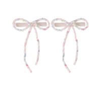 Fermaglio per capelli con fiocco con perline, elegante fermaglio per capelli a becco d'anatra clip laterale per le donne frangia laterale clip per lo styling dei capelli, 2 pezzi
